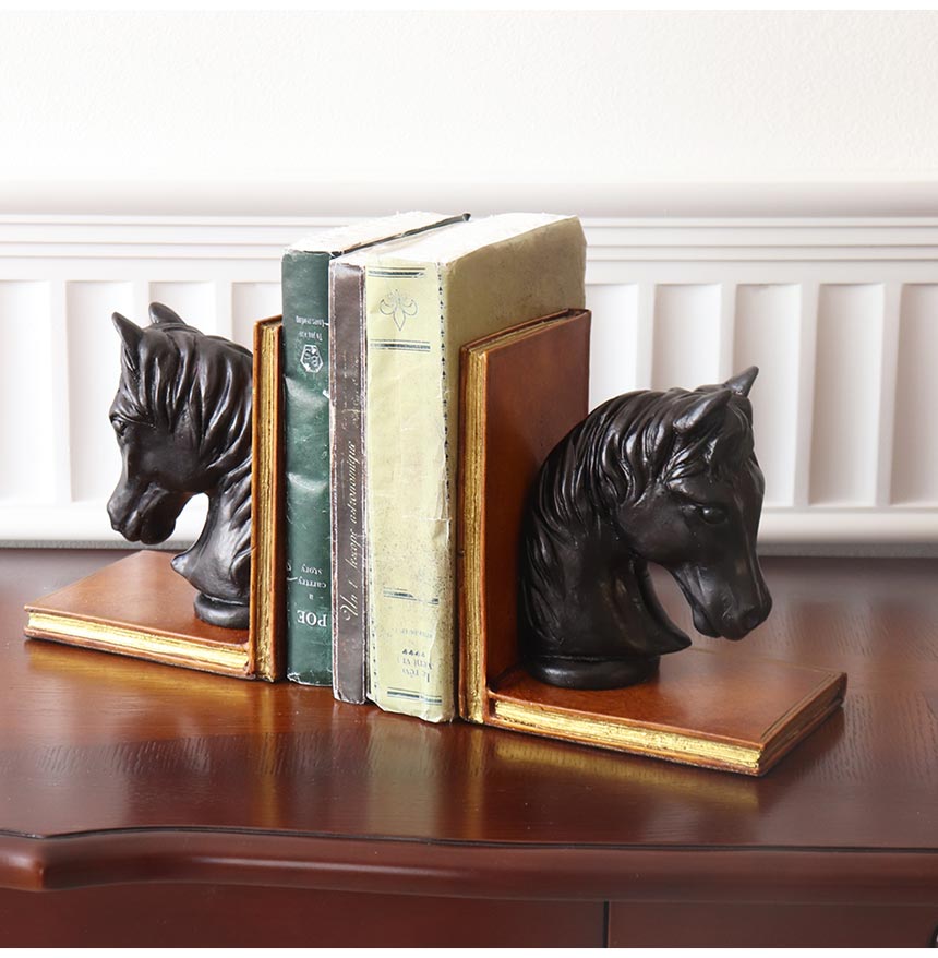 イギリス製 アンティーク風 ブックエンド ホース 2Pセット｜おしゃれ