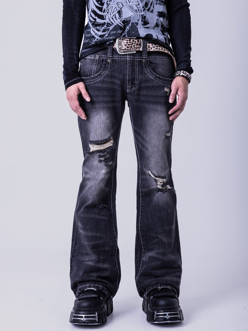 Algonquins studs flare denim ゴシック y2k Double Cross Flare Denim