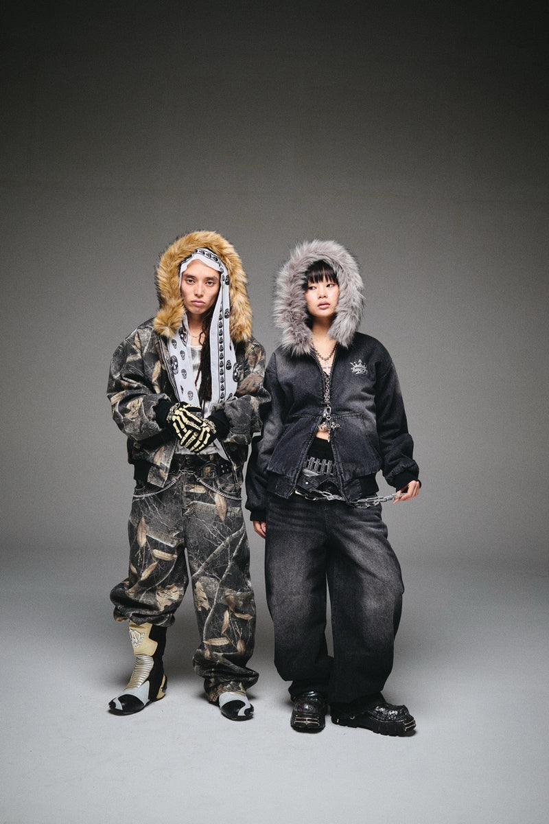 King Logo Slub Denim Far Zip Hoodie – YZ