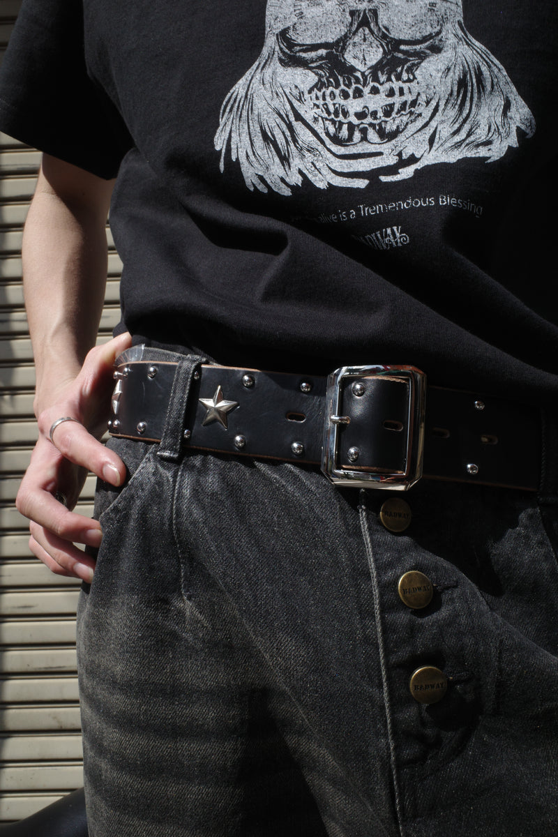 Schott×BADWAY ONESTAR studs belt – YZ