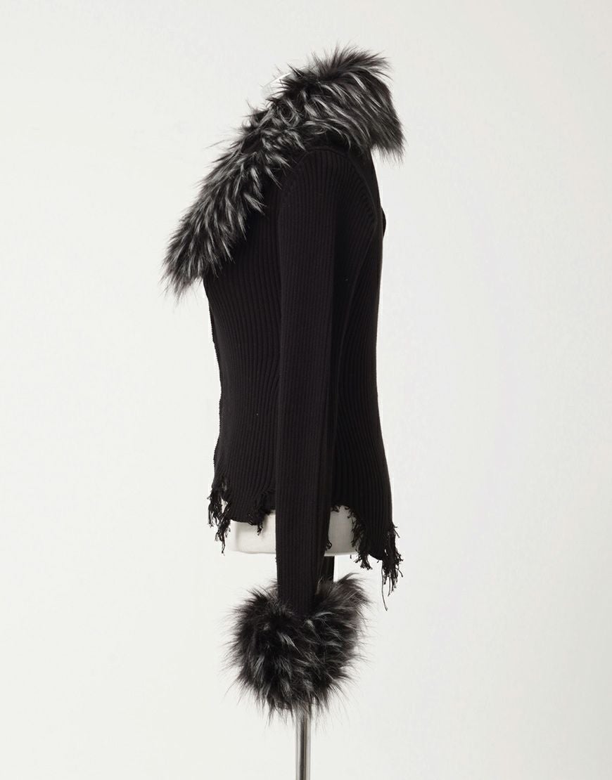 REFLEM【レフレム】ファー付きジップニットカーディガン/全2色