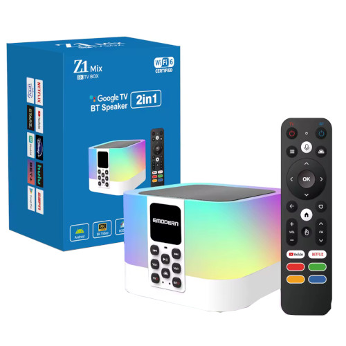 Z1 MIX 8K SMART TV BOX RGB LIGHT BLUETOOTH SPEAKER WITH REMOTE