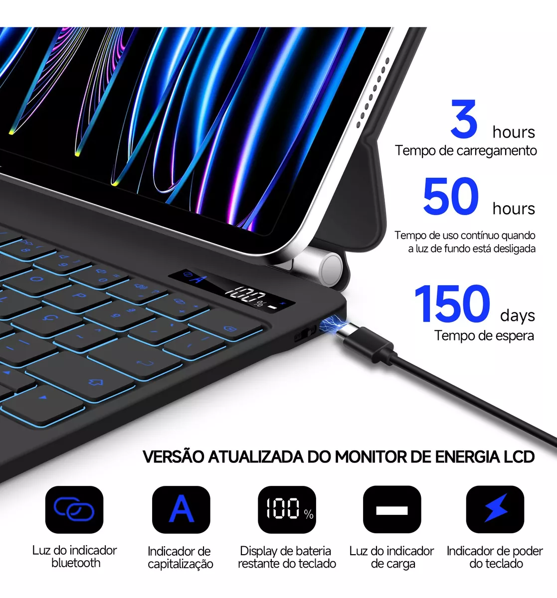 Bettdow Bluetooth Magic Keyboard for ipad pro 12.9 2018-2022 Air