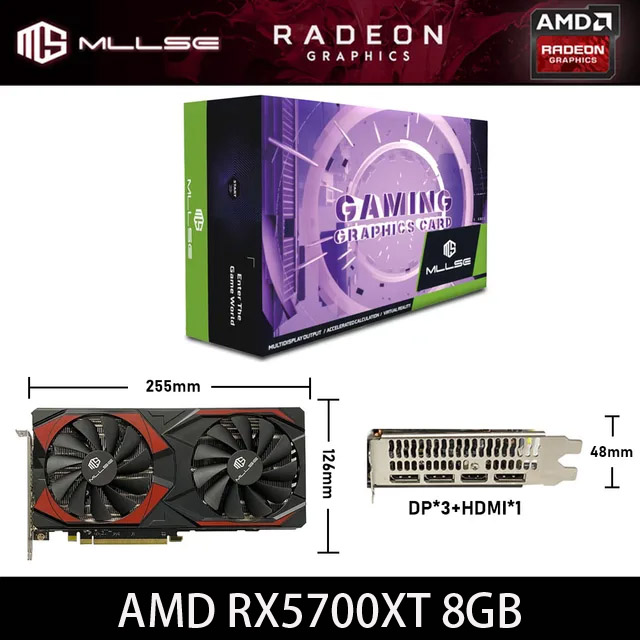 MLLSE-AMD rx5700xtグラフィックカード,8GB,gpu,gddr6,256ビット,7nm