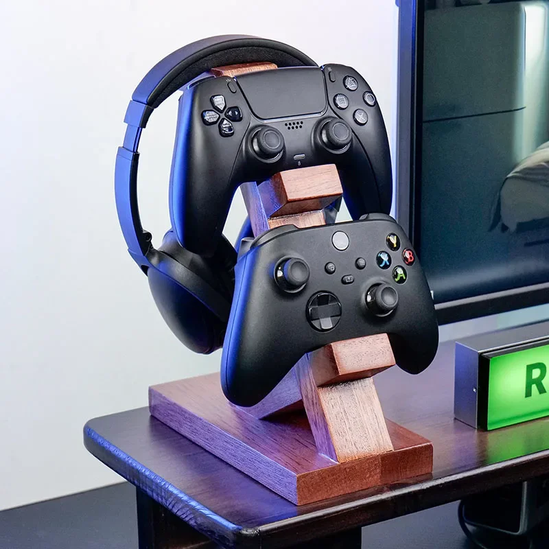 Headphone Handle Solid Wood Hanger Three Layers Gamepad Controller