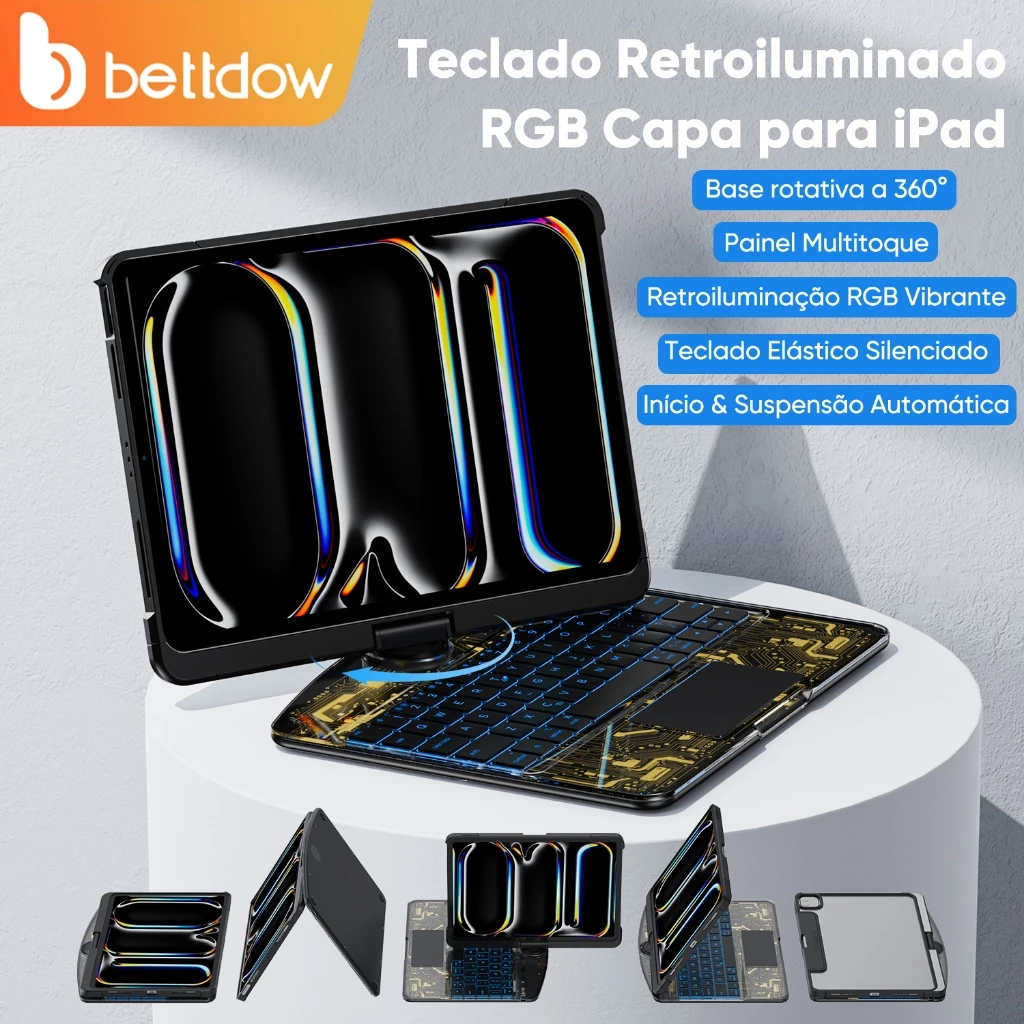 BETTDOW マジックキーボード 透明回転式 iPad Air 13 M2/M3用 iPad Pro