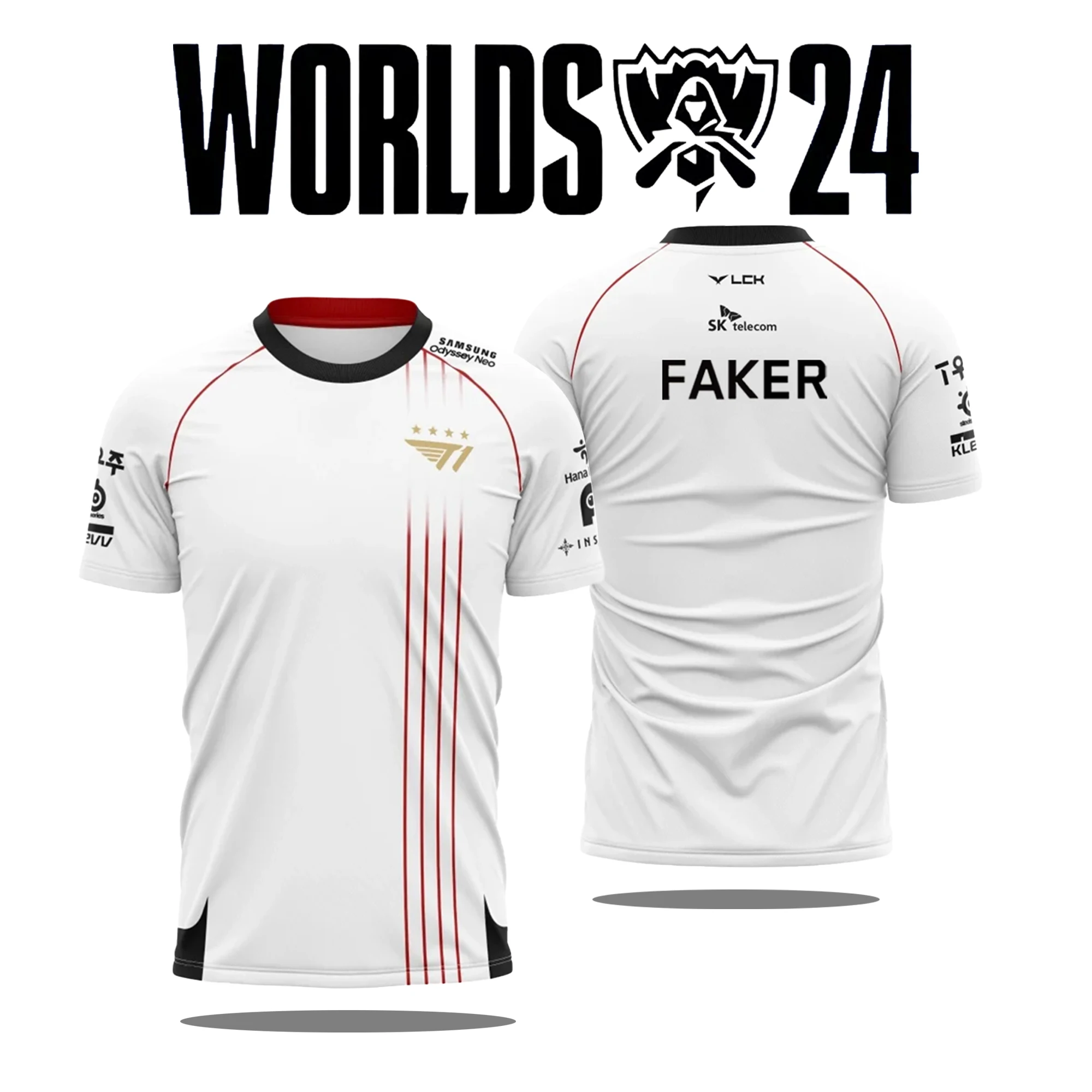 2024 New T1 Esports Team Uniform T-shirt League Of Legends World