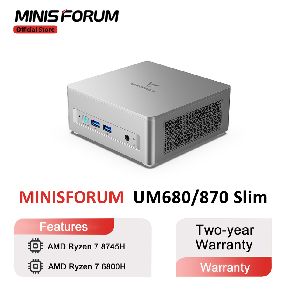 MINISFORUM Mini PC UM870 Slim AMD Ryzen 7 8745HMini Computer
