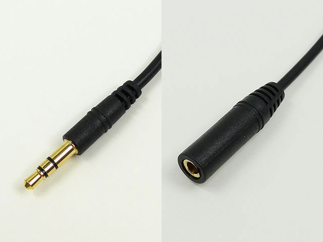 3.5mmステレオミニプラグオーディオ延長ケーブル 金メッキ スリム 0.9m