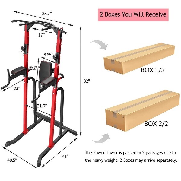 Ainfox Power Tower with Pull-Up Bars Workout Dip Stands Strength