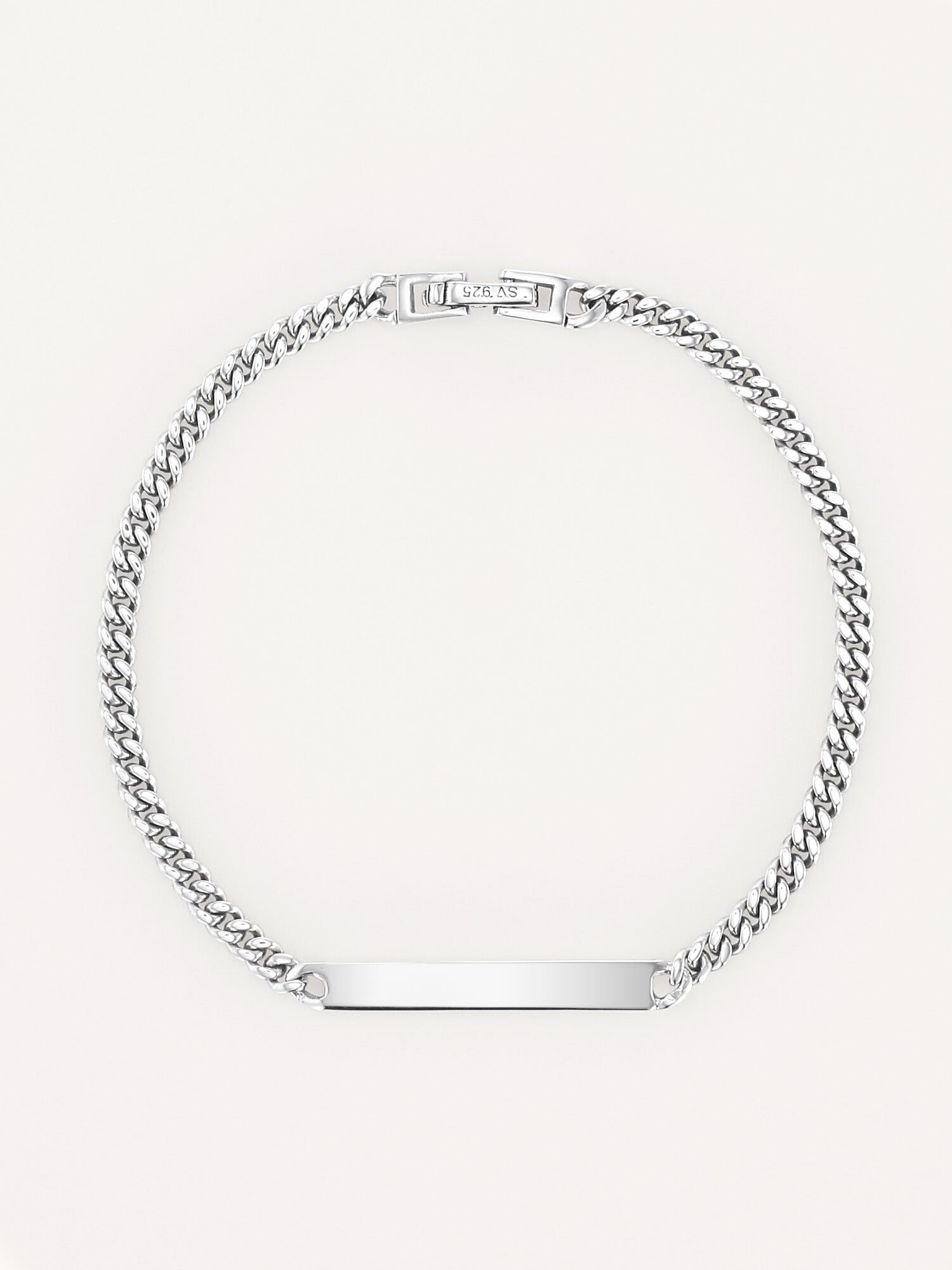 プレートチェーンブレスレット | 鏡面プレートが輝くシルバー925