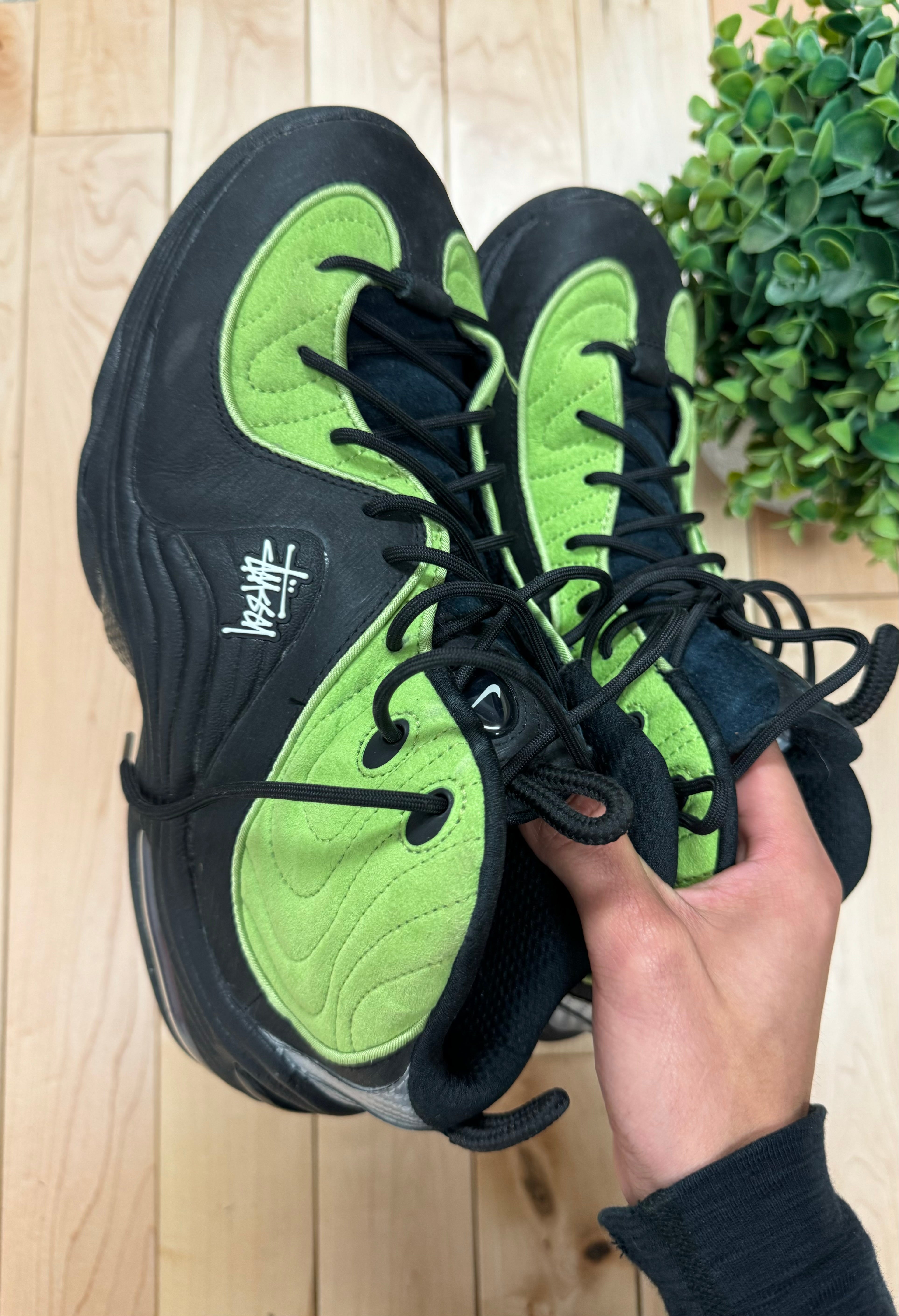 Stussy x Nike 'Air Penny 2' Vivid Green/Black High Top Sneakers