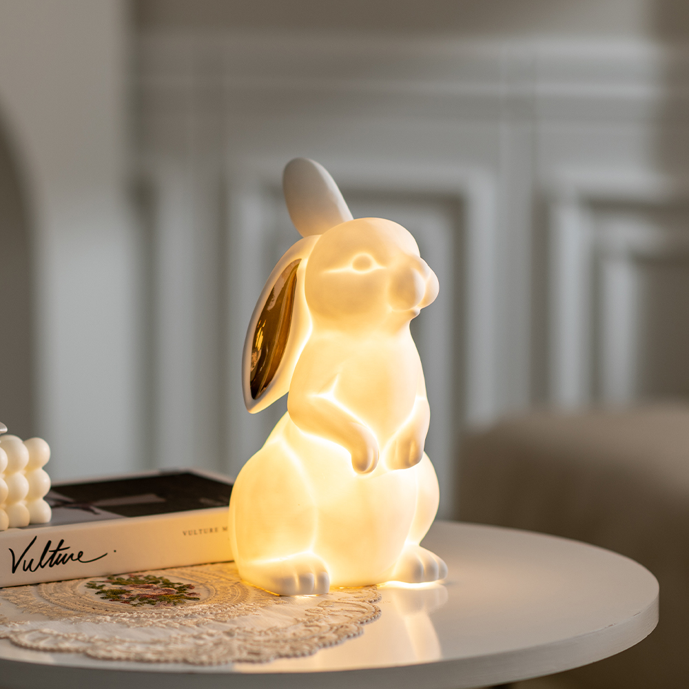 올루미 | LED 토끼 단스탠드 세라믹 무드등 - 패키지 무료 제공