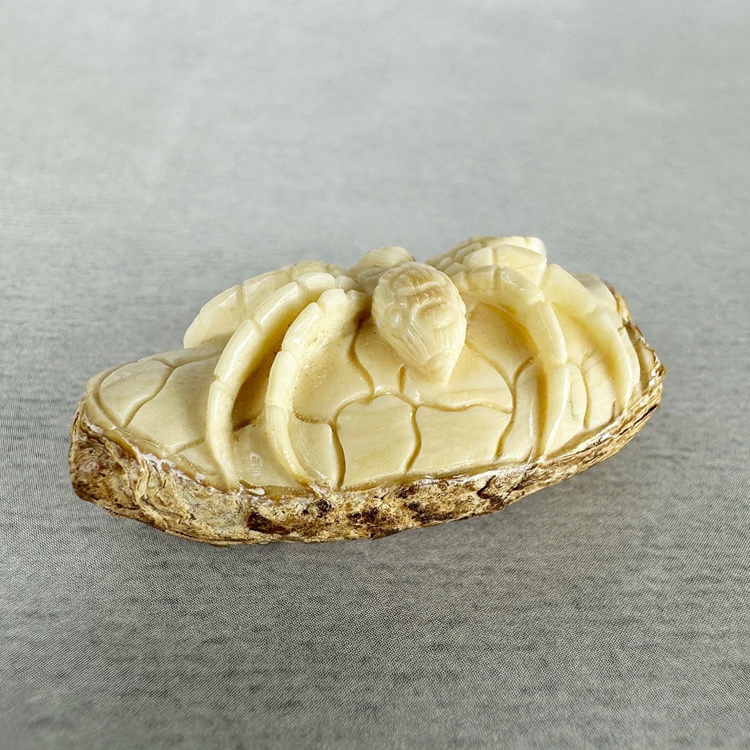 古美術 雨蛙根付 蜘蛛 セイウチ牙