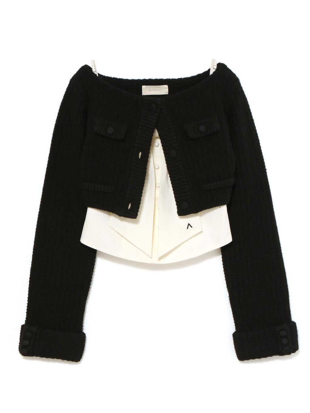 ANDMARY】Twiggy tweed ribbon set tops