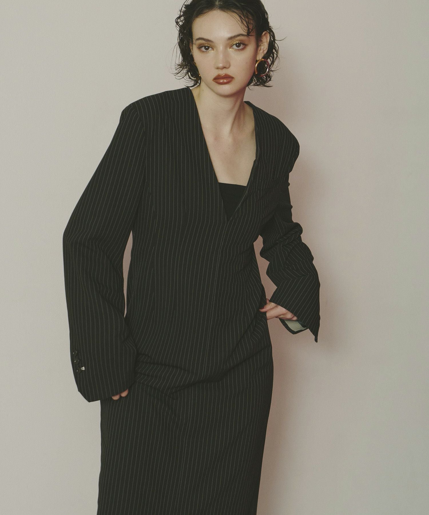 pinstripe tailored bustier dress | ANDRESD