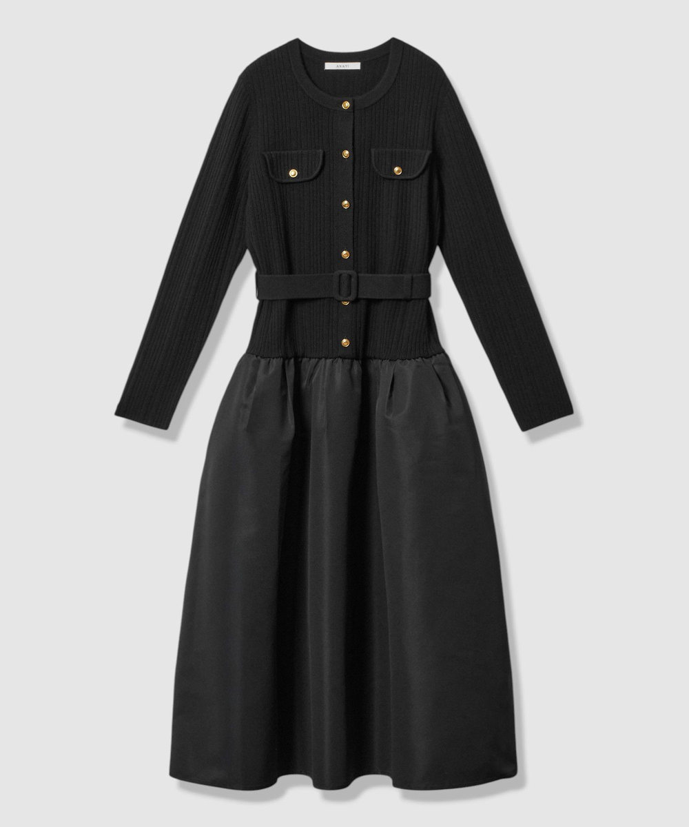 グログランコンビベルト付き ワンピース|ANAYI OFFICIAL ONLINE STORE