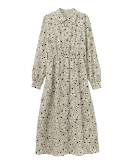 ドローイングフラワープリントシャツ ワンピース|ANAYI OFFICIAL