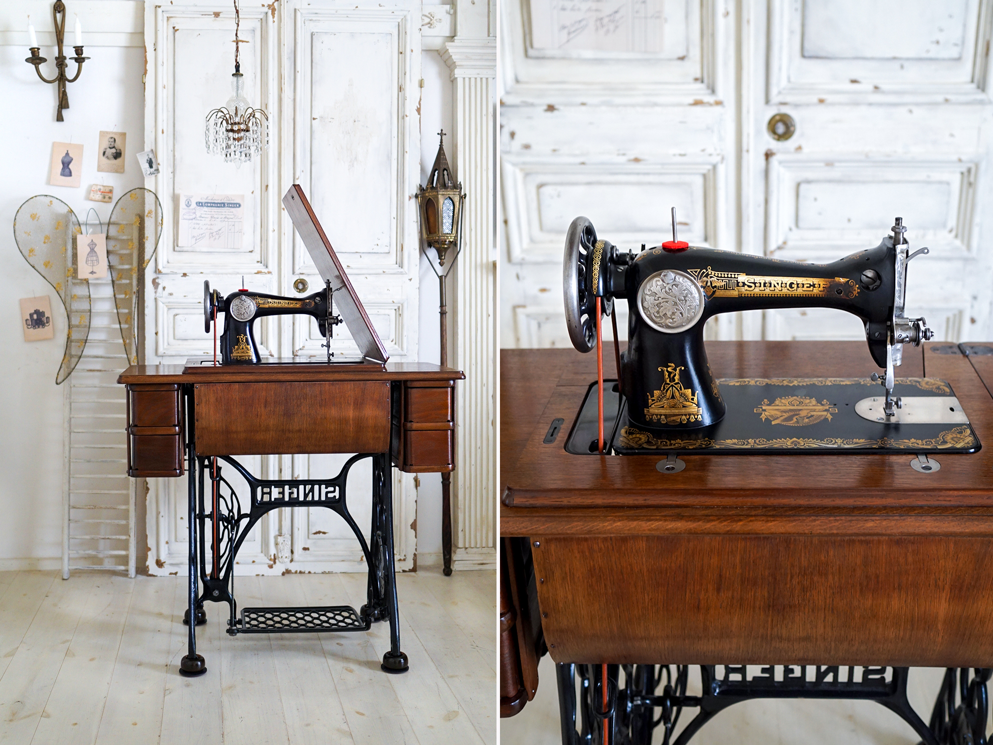 Singer 15K アンティーク足踏みミシンの魅力と実用性 - アンティーク