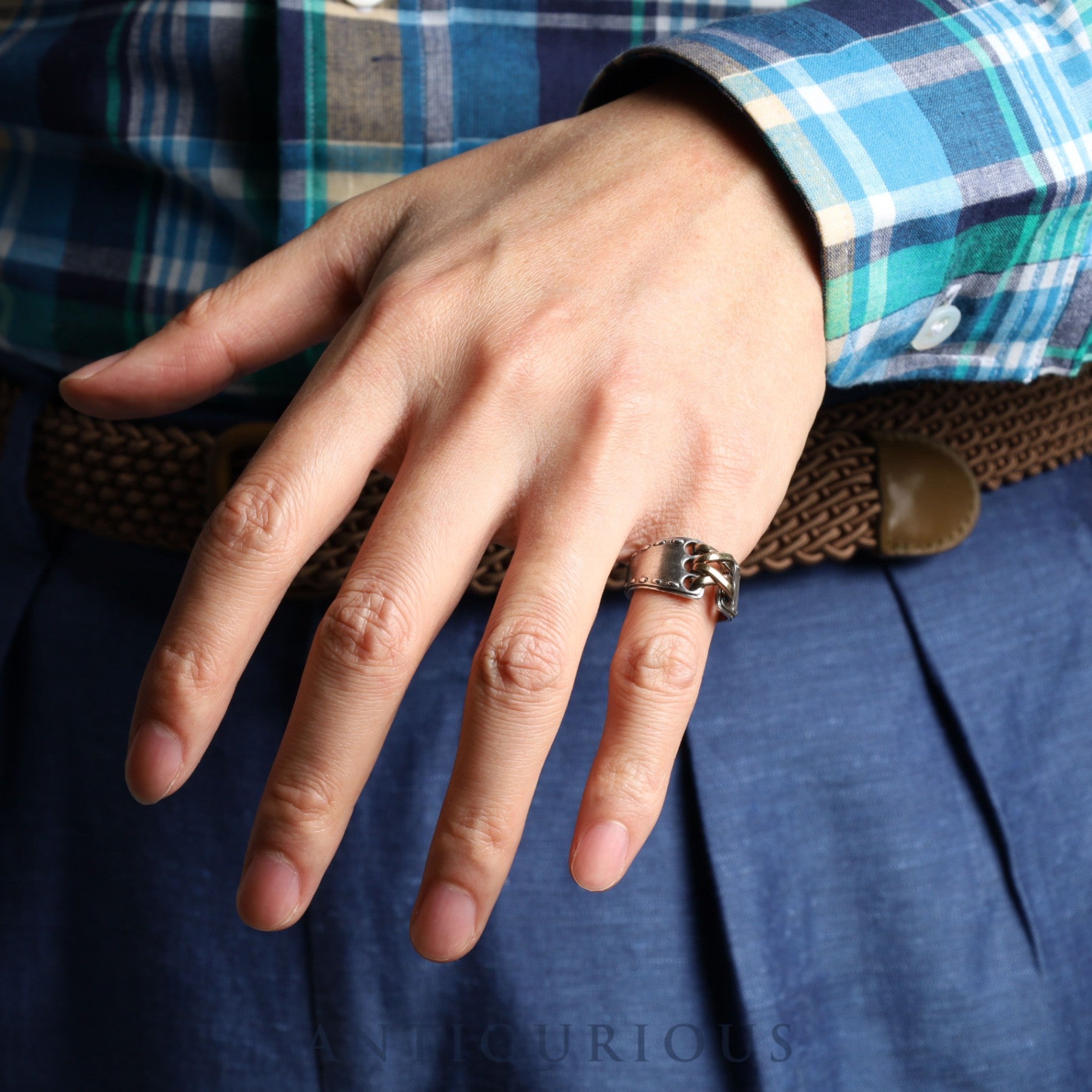 エルメス リング メキシコ コルセット ダブル SV925/750 #52 11.5号