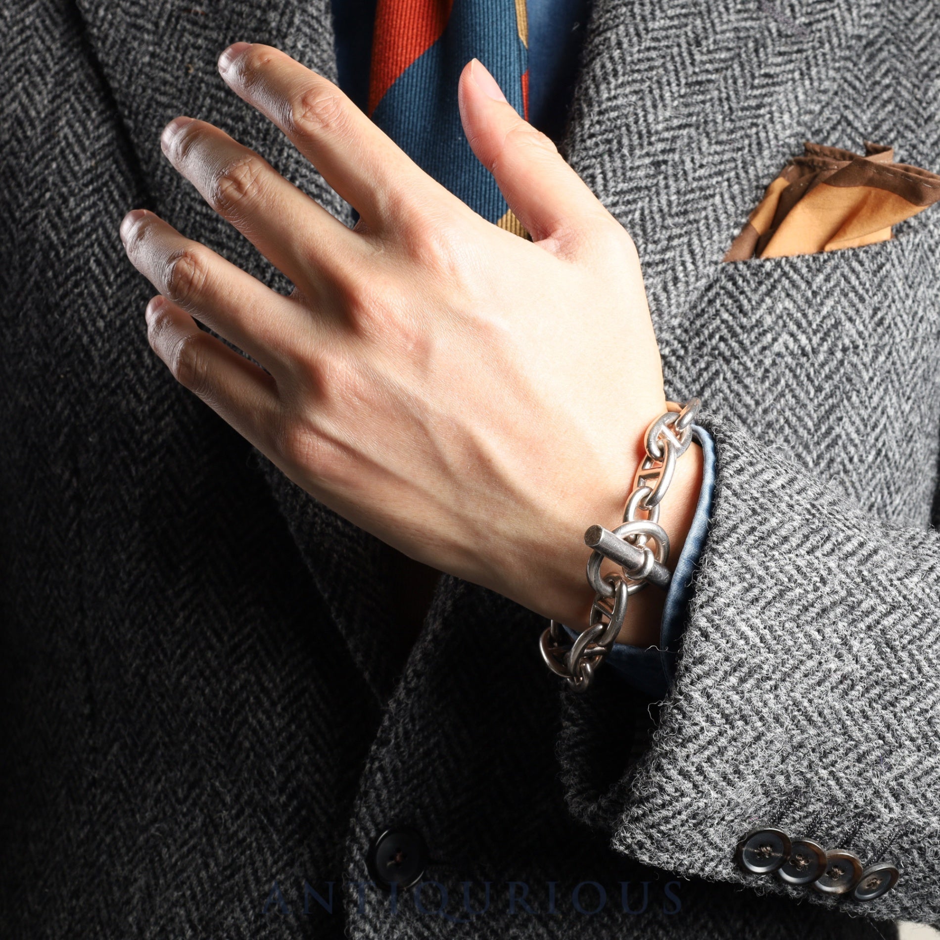 エルメス ブレスレット シェーヌダンクル GM SV925 13コマ 箱 カード