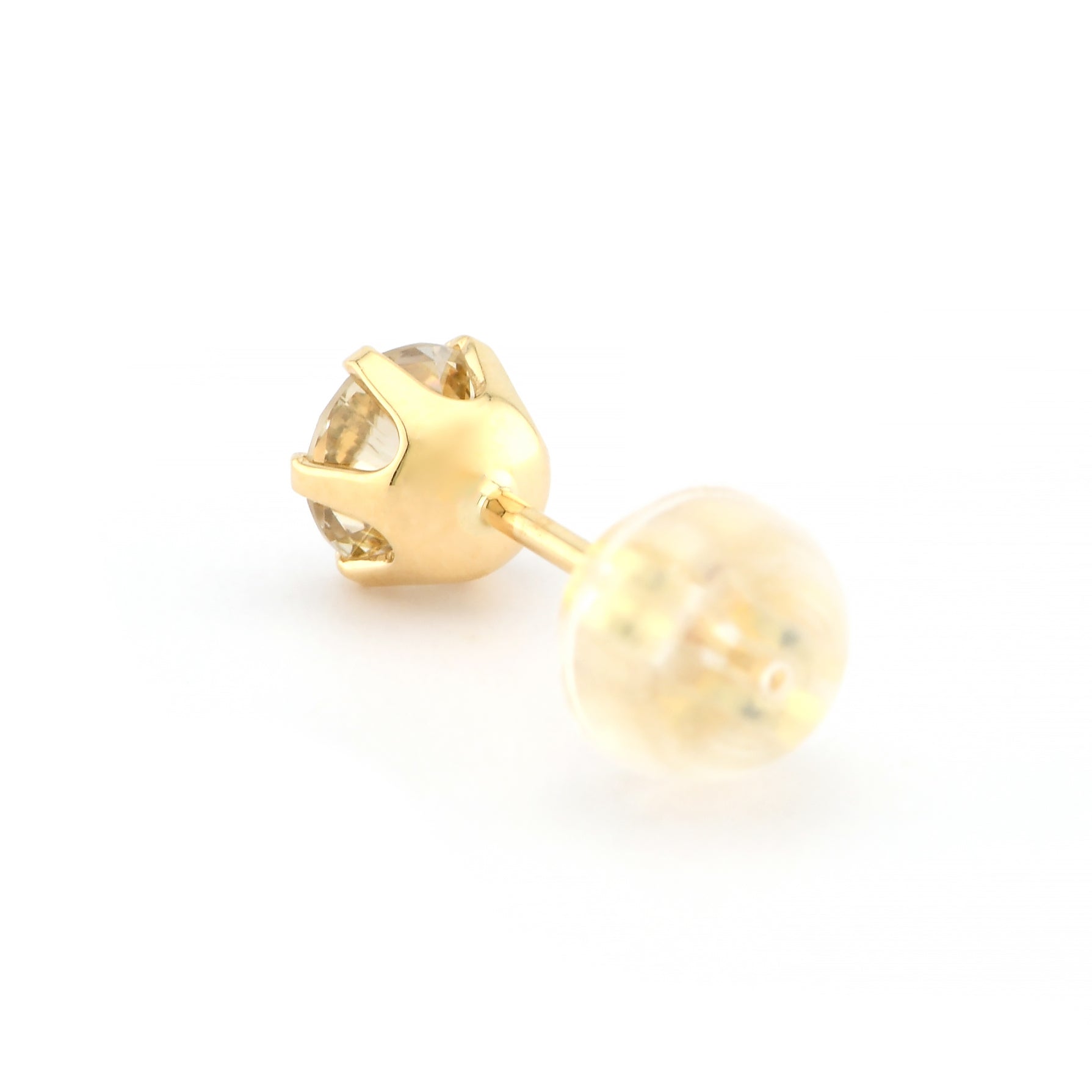 一粒 ダイヤモンド ピアス 計0.60ct K18YG イエローゴールド 6本爪