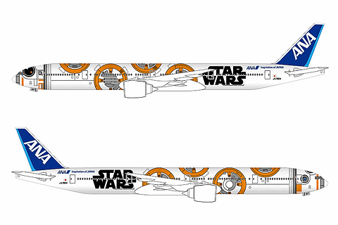 ANA、映画「スター・ウォーズ」のBB-8をデザインした特別塗装機を3月28