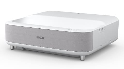 壁際46cmで80型、エプソン短焦点プロジェクタ。ヤマハ2.1chスピーカー