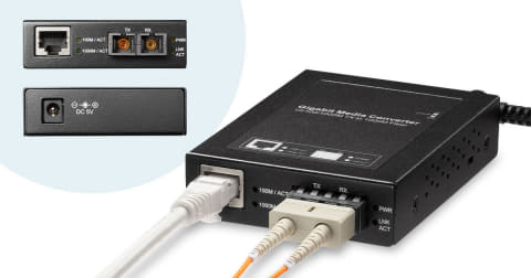 サンワサプライ、1000BASE-SX対応のブリッジタイプ光メディア
