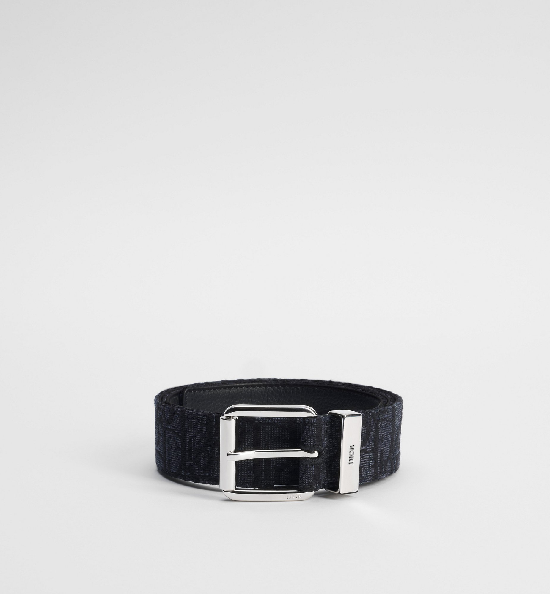 Belt Beige and Black Dior Oblique Jacquard with Black Grained