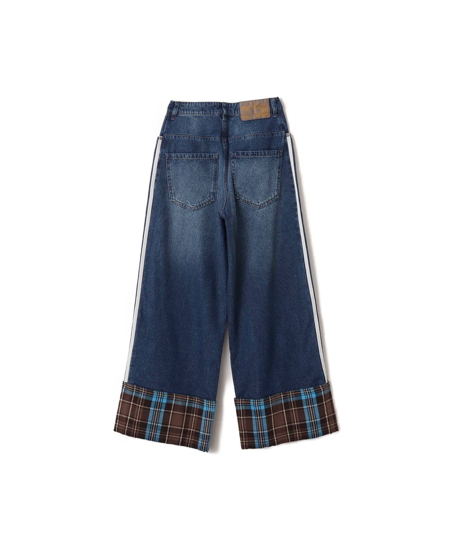 adidas VINTAGE WIDE LEG JEANS WITH CHECKED SEAM インディゴデニム
