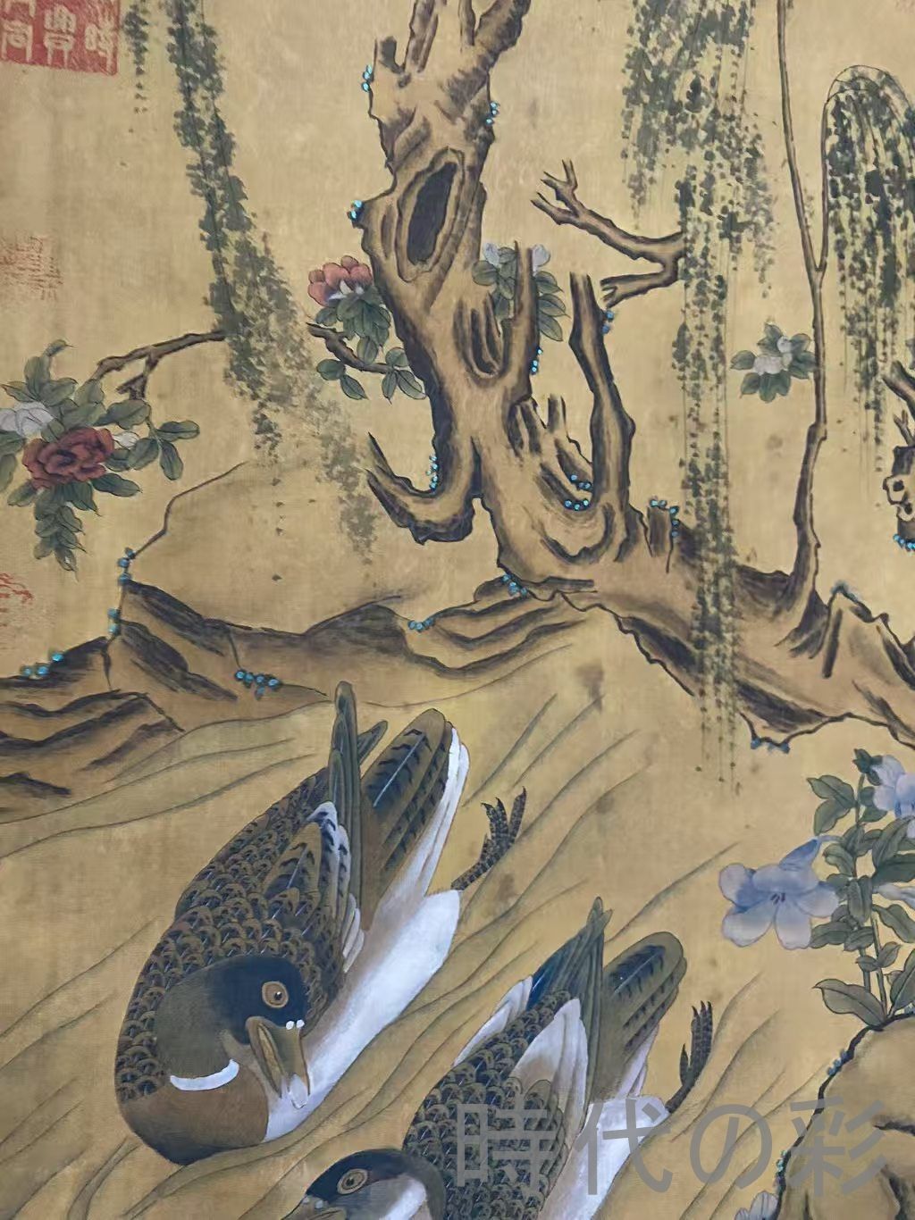 中国古美術・宋代・李迪款・花鳥画・絹布・三尺中堂画・肉筆・手描き