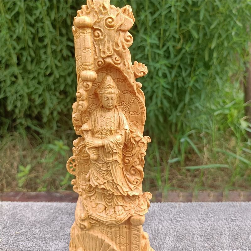 木製仏像オブジェ 約19cm 骨董品 美術品 壁掛け 木製仏像オブジェ 約