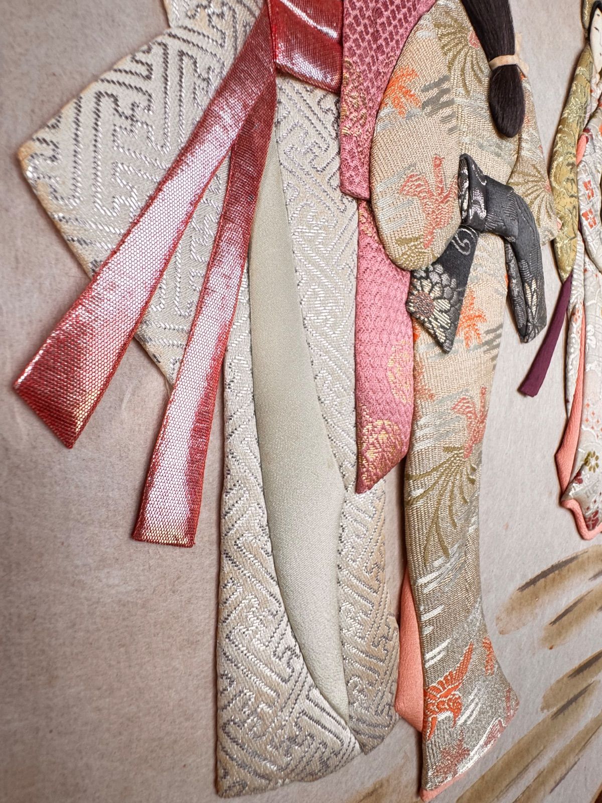 107 押し絵 くるみ絵 押絵 日本画 美術品 時代物 額付き 押絵細工