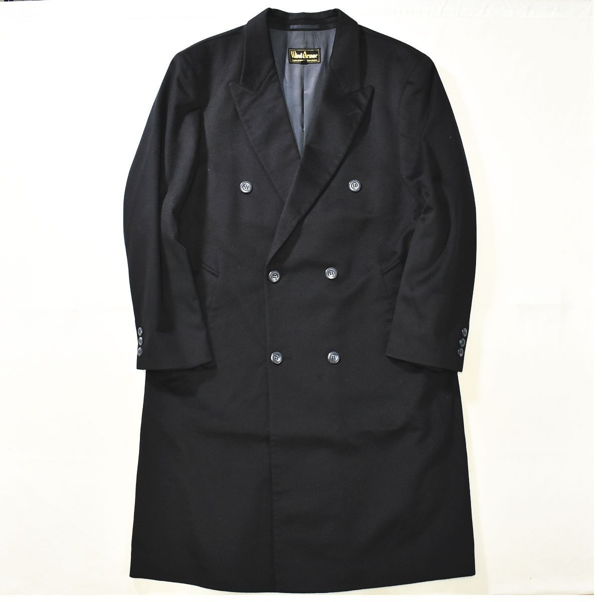 ウインドアーマー カシミヤ 100% ダブルチェスターコート ブラック L