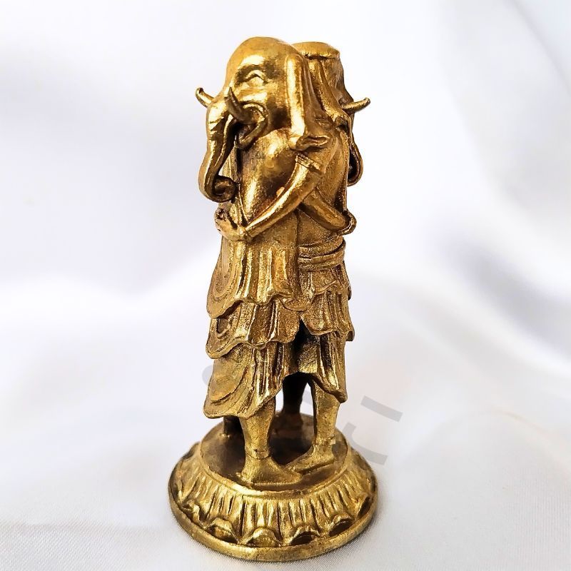ガネーシャ 歓喜天像 置物 銅製 仏像 ミニオブジェ 風水 お守り 恋愛運