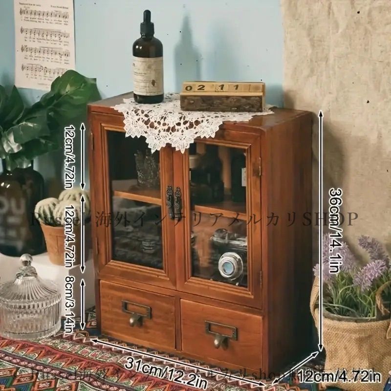 アンティークチェスト 木製収納棚 キャビネット ヴィンテージ調 カフェ