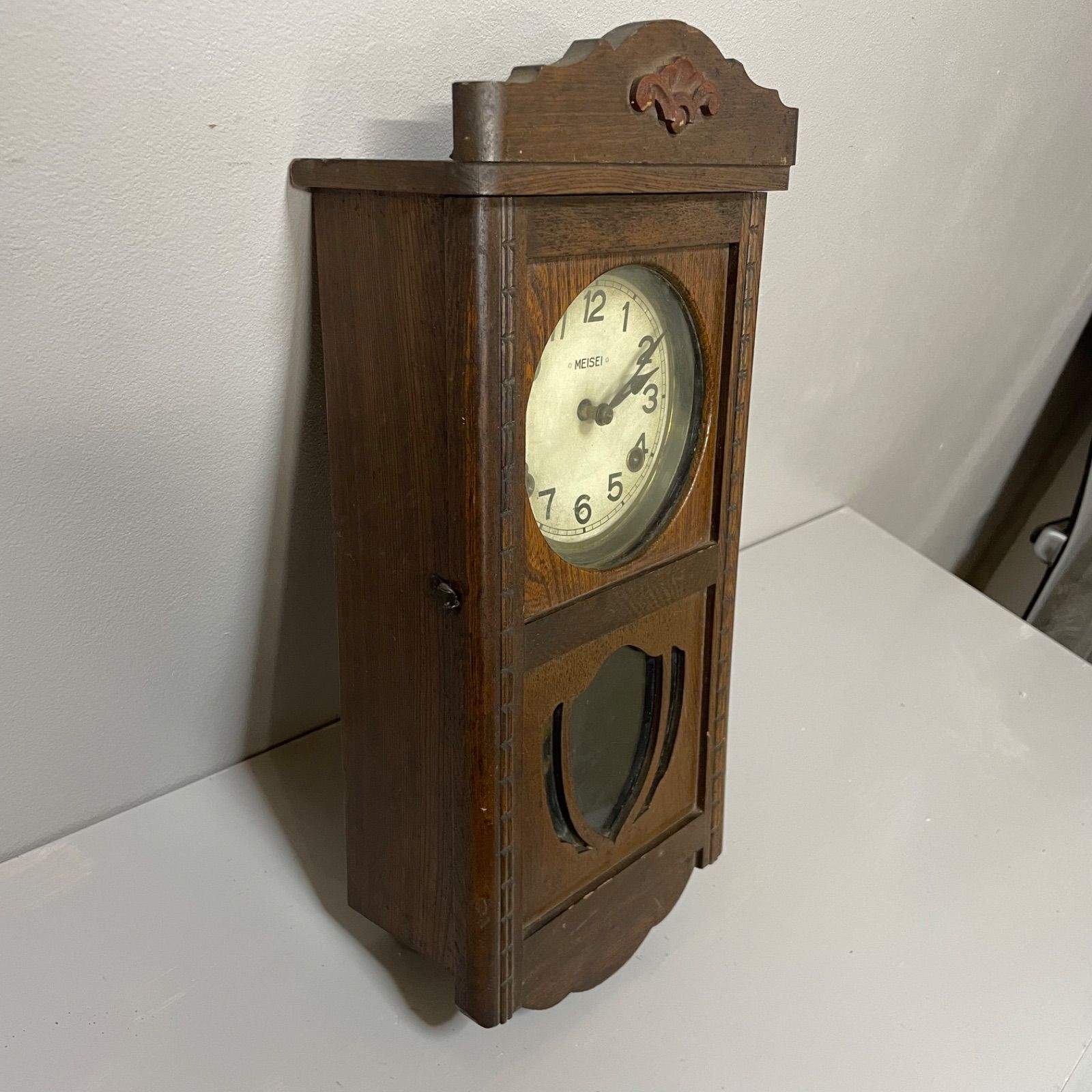 高野精密 振り子時計 柱時計 掛け時計 ゼンマイ式 木製 レトロ 稼働品