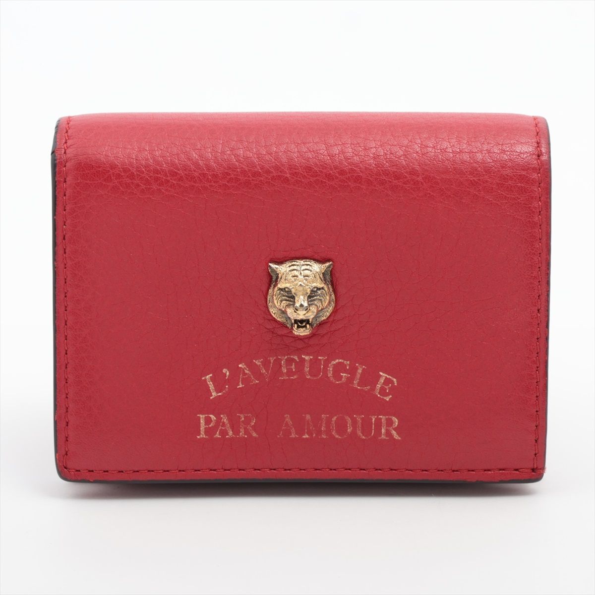 GUCCI グッチ アニマリエ タイガーヘッド レザー コンパクトウォレット