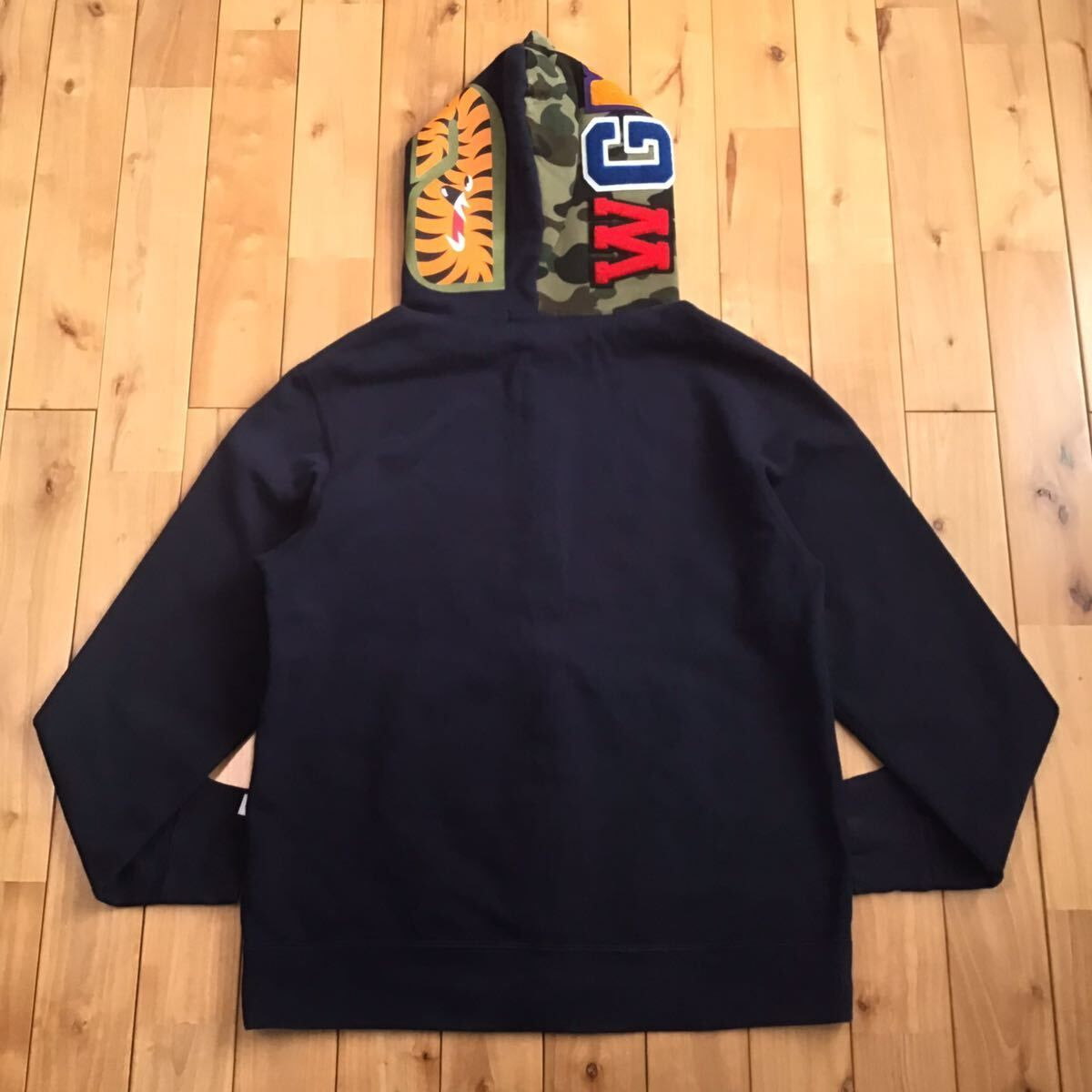 ☆XL☆ Crazy face tiger shark full zip hoodie ネイビー × 1st camo