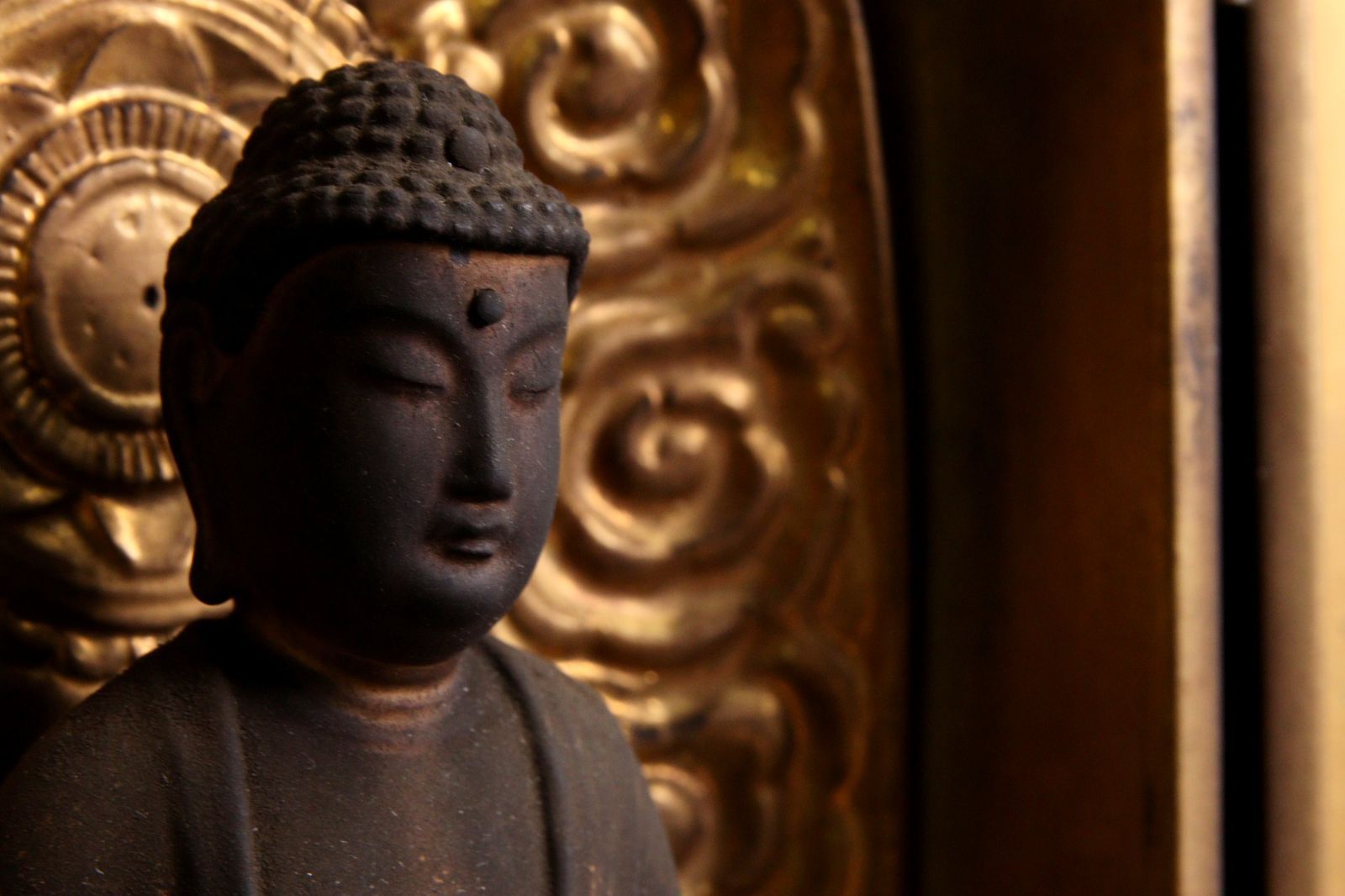 時代 木彫 阿弥陀如来立像 厨子入 41.5cm 鍍金 仏像 仏教美術 唐物
