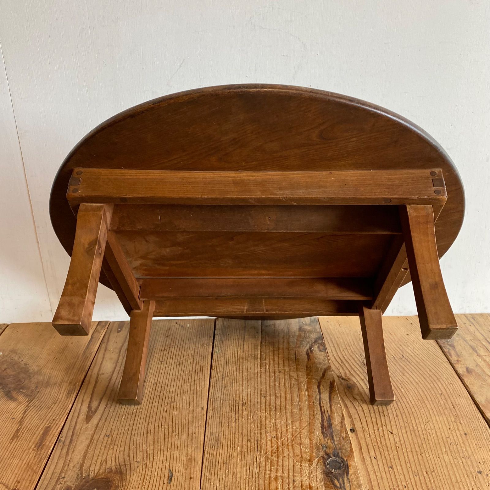 レトロ木製丸テーブル ちゃぶ台 古家具 古民家 古道具 折りたたみ