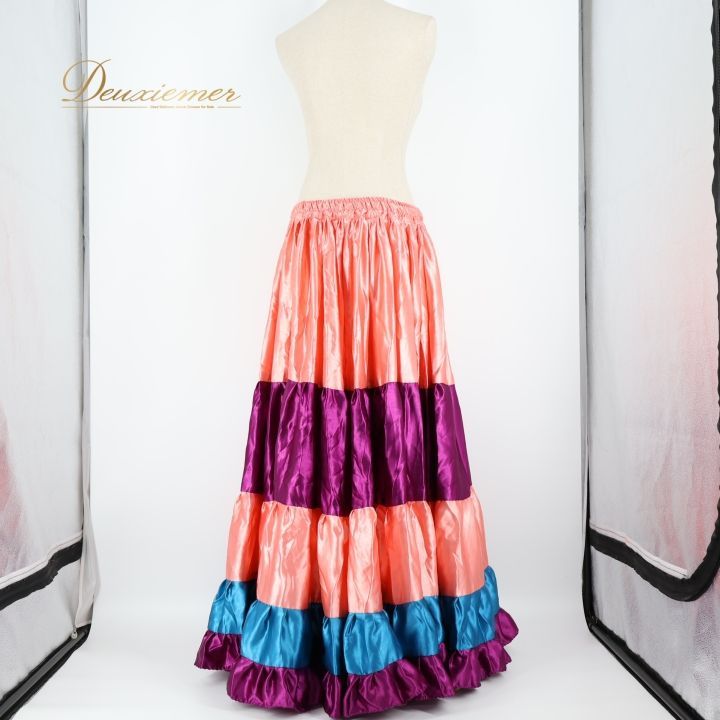 タグ付き】光沢サテン ジプシースカート ピンク ブルー パープル