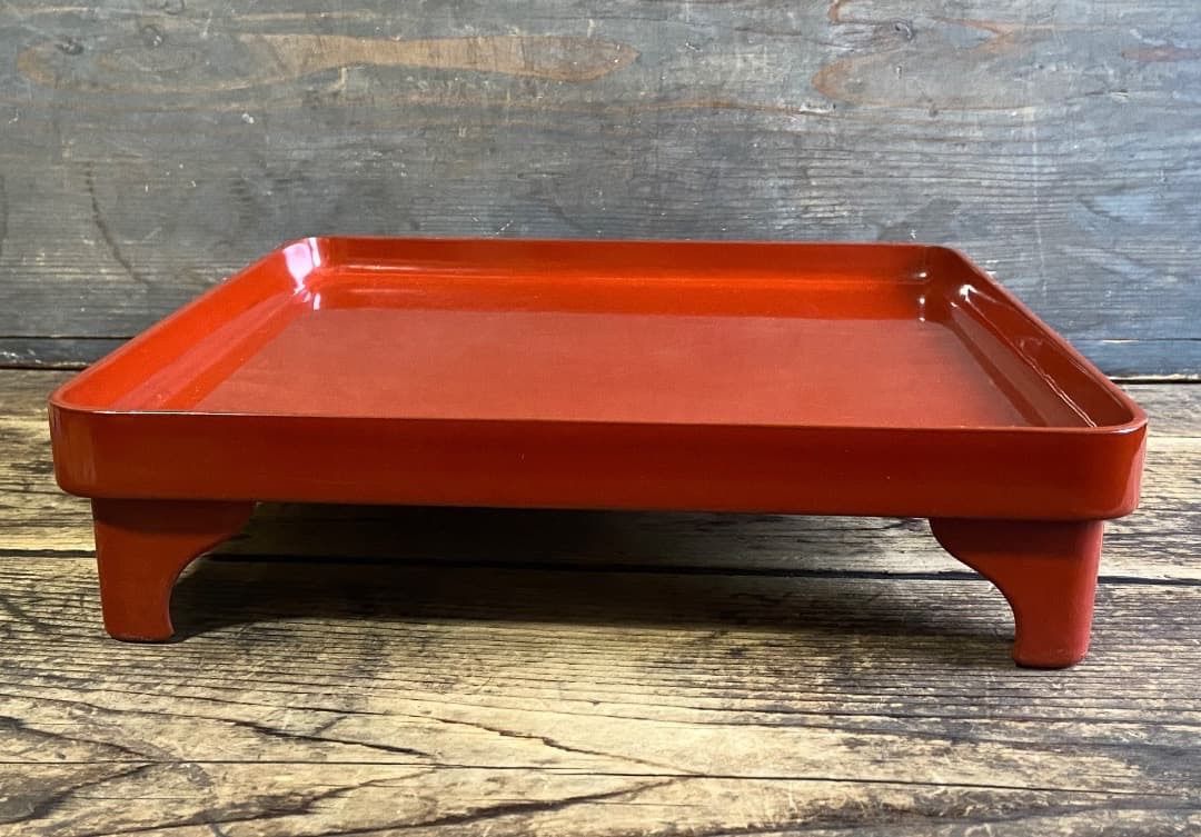 能登蔵出し 輪島塗 朱漆塗 脚付四方膳 二客セット｜能登の手仕事｜漆器