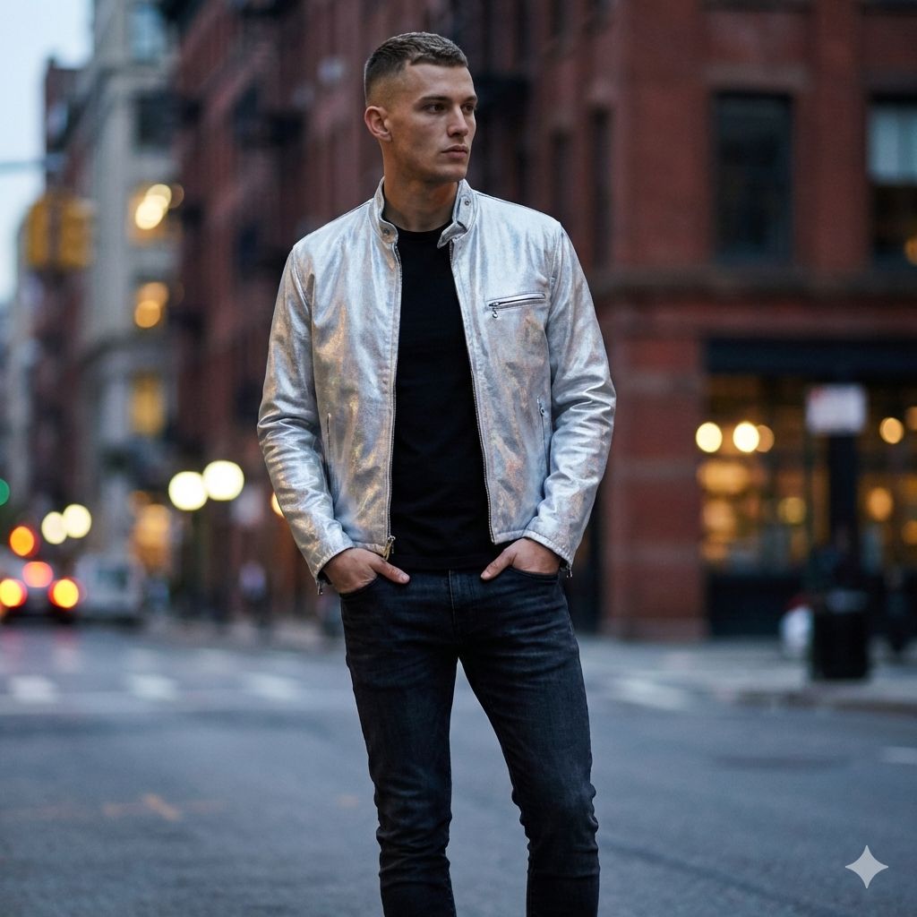 Schott シングルライダースジャケット USA シルバー 36 - メルカリ