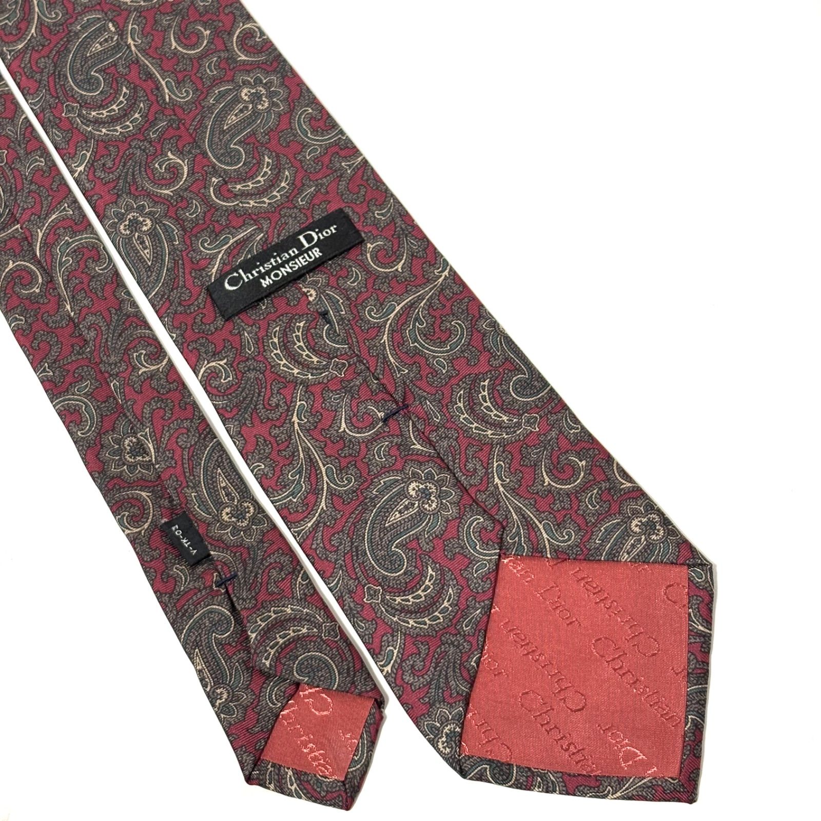 クリスチャンディオール ネクタイ ブランド ペイズリー柄 レッド 赤
