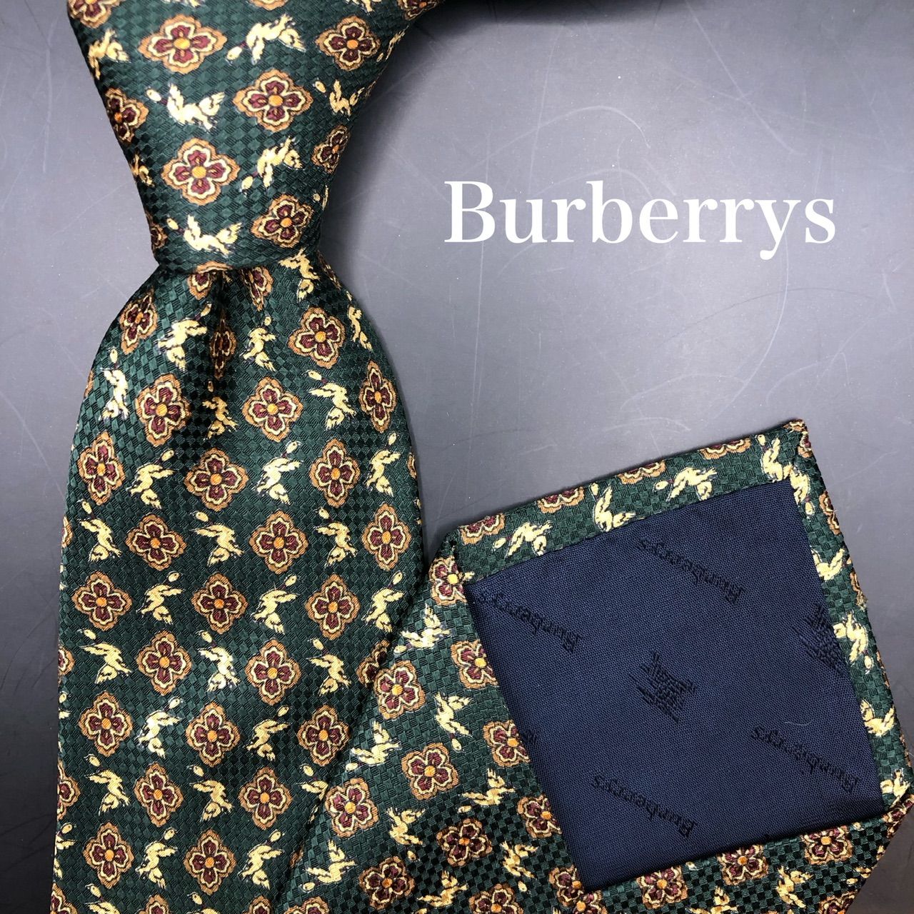 美品】Burberrys バーバリーズ ビンテージ ネクタイ 小紋柄 グリーン