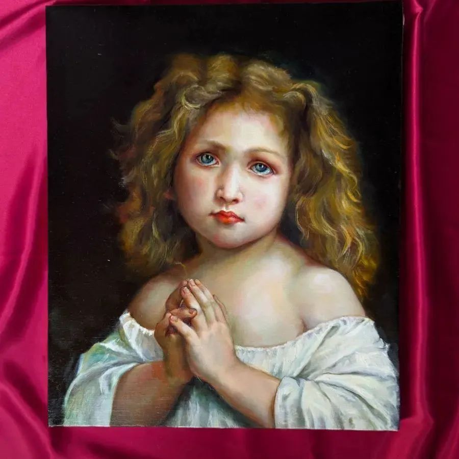 油絵 菅家令子 絵 絵画 インテリア F4-081914 可愛い女の子 影遊び