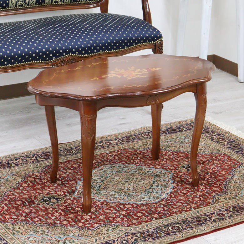 都内限定 イタリア 円形コーヒーテーブル ガラス天板 猫脚 イタリア製