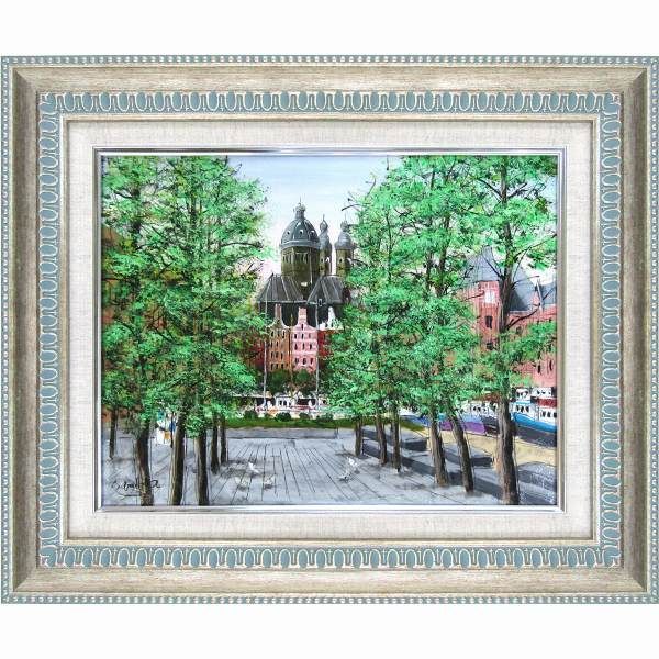 近馬治 作 F6号 油彩画「オンフルール」 近馬治 作 F6号 油彩画「オン